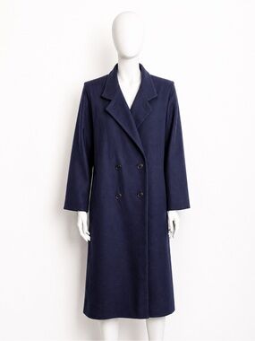 Vintage 1980s Electre Paris Navy Wool Coat